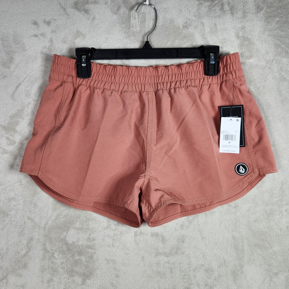 Volcom Simply Solid Shorts Women Medium Mauve Pink Boardshorts Swim Beach Summer